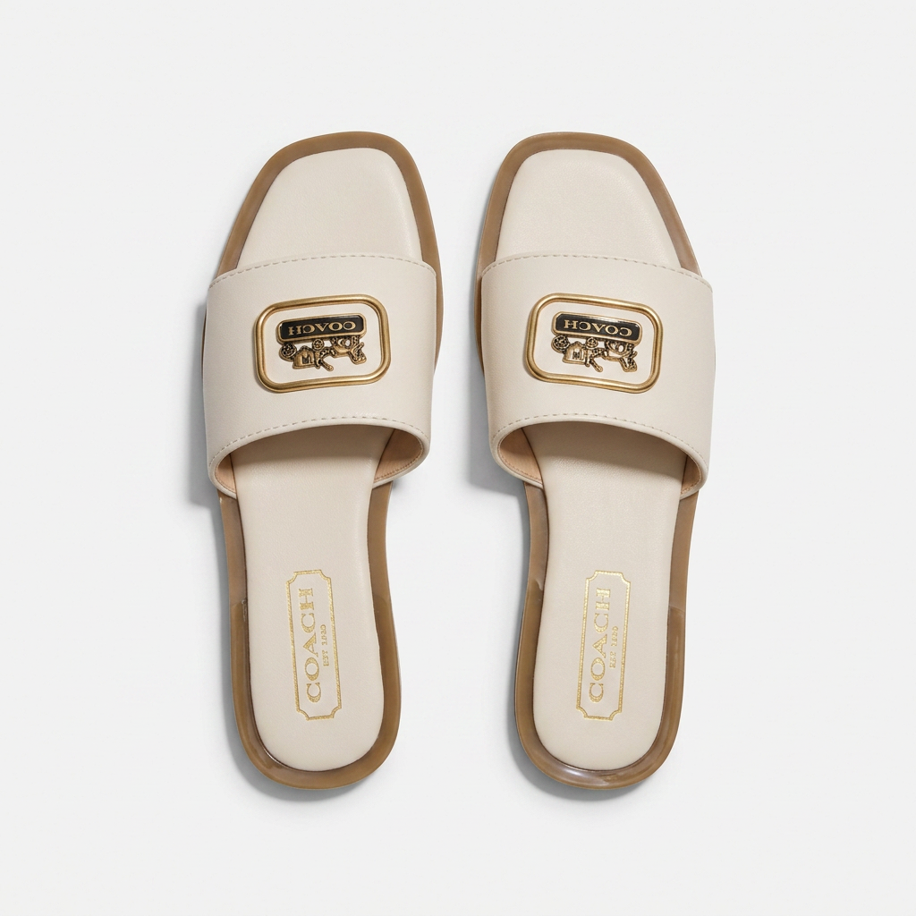 Coach Sandalia Slide Horse & Carriage Cream