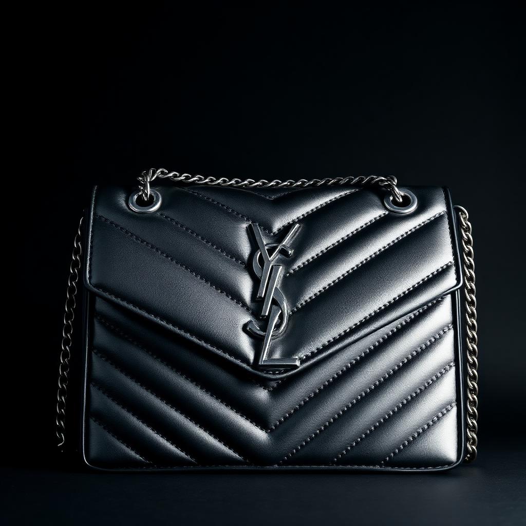 Saint Laurent Bolso Chevron Silver